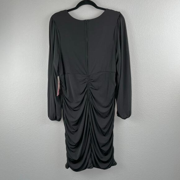Emerald Sundae Black Stretch Ruched Bodycon Long Sleeve V-Neck Dress Plus 18 NWT - Picture 15 of 15